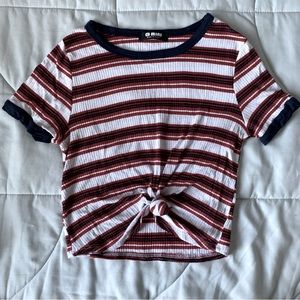 xs striped short sleeve crop top